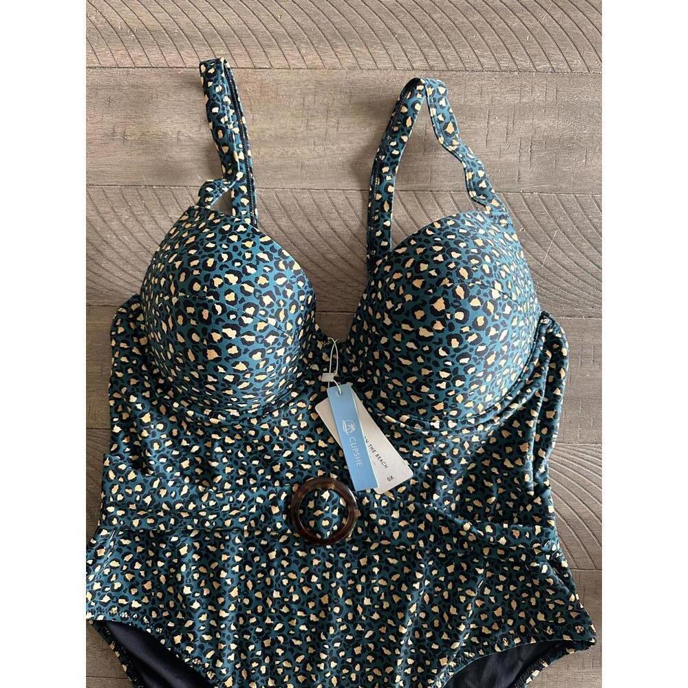 NWT CUPSHE Leopard O-Ring Underwire One Piece Swimsuit Women’s Plus size 0X (14) - Picture 3 of 14